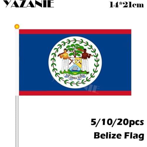 YAZANIE 14*21cm 5/10/20pcs Belize Small Hand Flag Quality Polyester Waving Flag World Countries for Activities Decorative