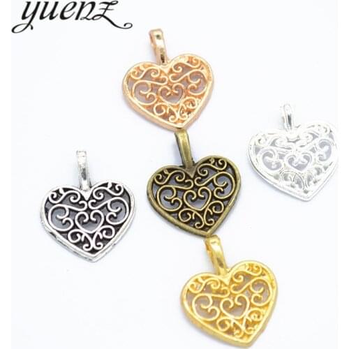 YuenZ 25pcs 5 Color Antique Silver color Heart Charms Pendant For Jewelry Making Diy Bracelet Necklace 18*14mm A83