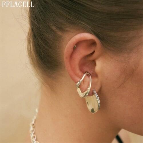 New Autumn Winter Punk Female Male Chic Double Layer Irregular Non-pierced Ear clip Micro-inlaid Zircon Earring For Women Men
