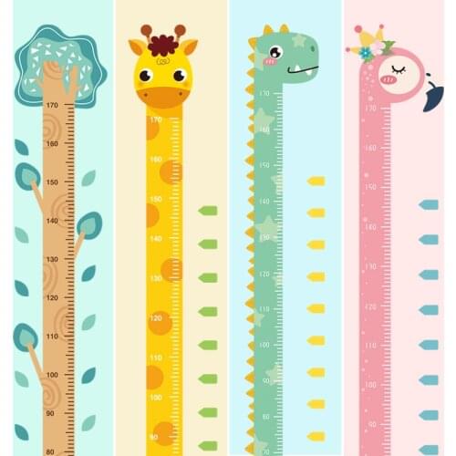 Giraffe Dinosaur Height Measure Sticker for Nursery Kids Rooms Growth Chart Cartoon Animals Wall Sticker Self Adhesive Wallpaper