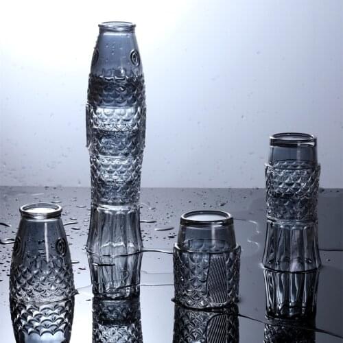 4 pcs Fish-shaped Glass Set Stackable Water Cup Coffee Mug Glass Tea Cup Tumbler Cup Mugs Coffee Cups