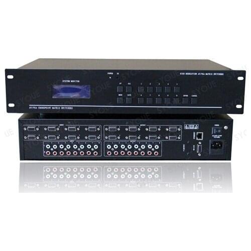 4x4 8x8 4x8 8x4 VGA Matrix Swticher 2U with Audio Video Switch RS232 IR HD 1080P Auto Loop Tiled Display Remote Control