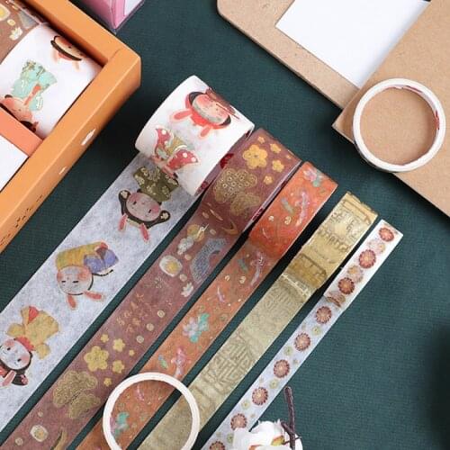 7Rolls Bronzing Masking Paper Tape Set DIY Scrapbooking Decoration Hand Account Photo Album Material