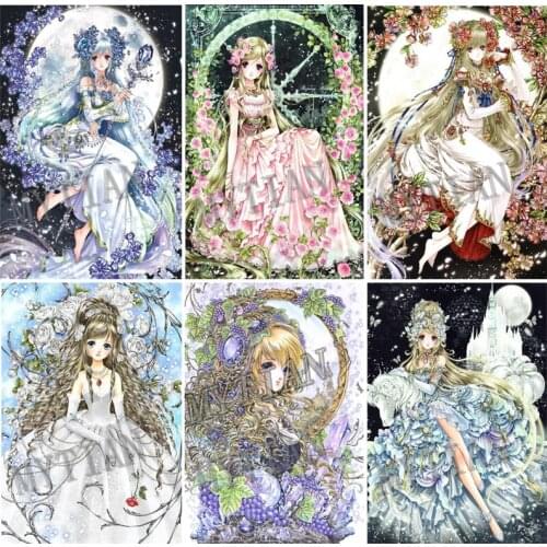 New full square/round diamond painting cartoon Anime girl flower Embroidery pattern cross stitch kit mosaic room decor wall arts