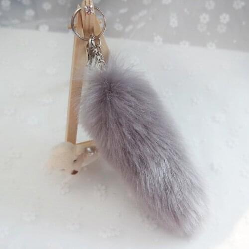 Cute Wolf Fox Tail Keychains Furry Charm Bags Key Ring Holder Car Pendant Keyring For Women Men Trinket Accessories Gift 2021