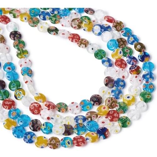 1Strand Assorted Style Handmade Lampwork Beads Millefiori Lampwork Glass Bead Strand Spacer Bead for Jewelry Making DIY Bracelet