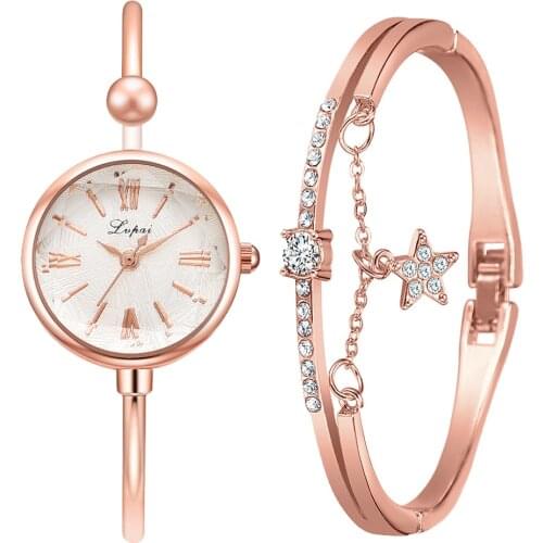 Lvpai Brand 2 PCS Luxury Women Watch Set Quartz Wristwatch Female Lady Fashion Watches New Clock Bracelet Relogio Feminino