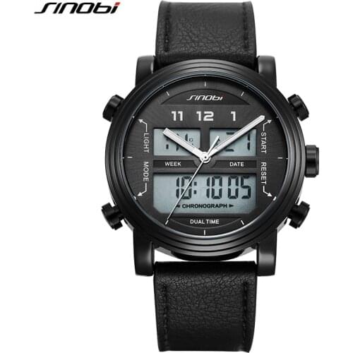 SINOBI Top Luxury Brand Military Quartz Mens Watches LED Analog Digital Watch Men Fashion Sport Watch Clock Relogio Masculino