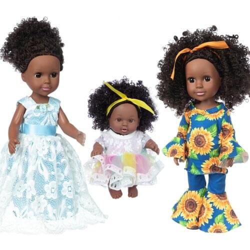 Kids Imitation Black Skin Doll Accompany Toy African Baby Doll Rebirth Doll Explosion Head Enamelled Doll Toy Gift For Girl
