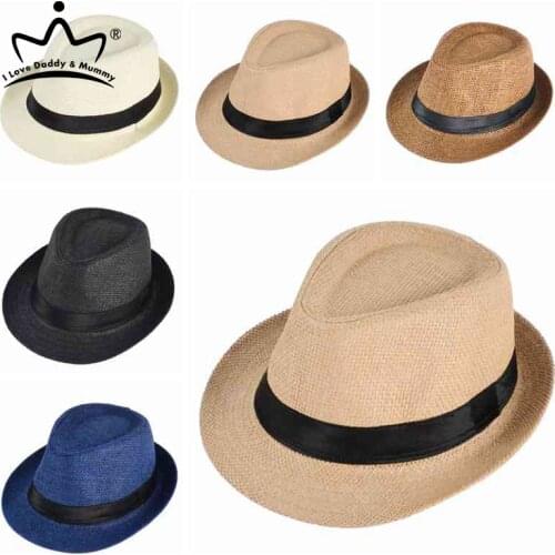 Children Sun Hat Summer Straw Hat Breathable Panama Fedora Cap Kids Boys Jazz Caps