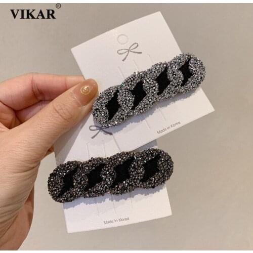 New Women Crystal Rhinestone Hair Clip For Children Chain Barrettes Fashion Hairgrips Waterdrop Hairpins Hair Accessories VIKAR