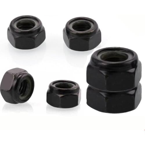 DIN985 M2 M2.5 M3 M4 M5 M6 M8 M10 M12 Black Zinc Carbon Steel Nylon Insert Hex Lock Nuts Hexagon Nylon Self Locking Nut