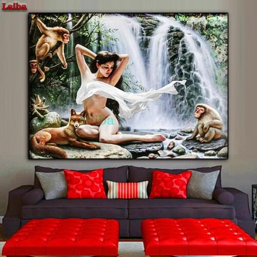 DIY Diamond Painting nake women monkey Cross Stitch 5D Diamond Embroidery Full Diamond Mosaic Needlework Crafts Home Painting