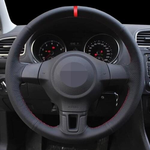 DIY Black Faux Leather Car Steering Wheel Cover For Volkswagen Golf 6 Mk6 VW Polo Sagitar Bora Santana Jetta MK5 Wear-resistant