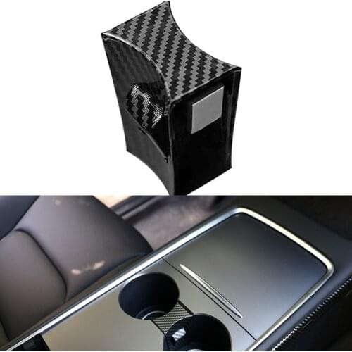 For 2021 Tesla Model 3/Y ABS Carbon Fiber Center Console Cup Holder Insert Slot Slip Limit Clip Interior Accessories Compatible