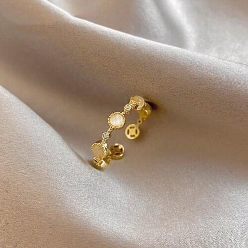 Elegant Gold Cats Eye Opening Rings For Woman 2021 New Fashion Korean Jewelry Simple Temperament Student Party Sexy Ring