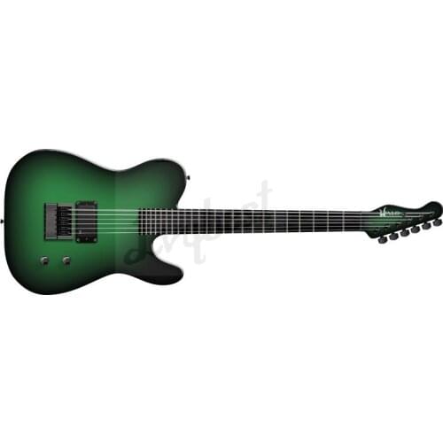 Electric guitar customized body and headstock shape,own logo, flame veneer body top and back and head top, green color center