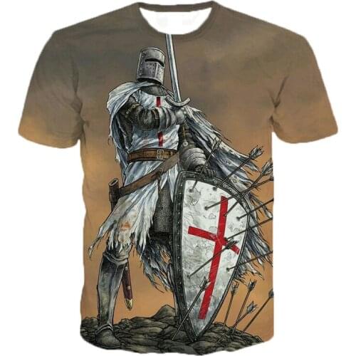 Hot Sale Knight Templar Mens T-shirt 3D Print Casual Fashion Cool Tee Shirt Homme O-neck Short Sleeve Oversized T Shirt Top Tee