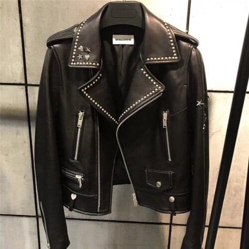 Quality ladies real women genuine moto&biker leather jacket