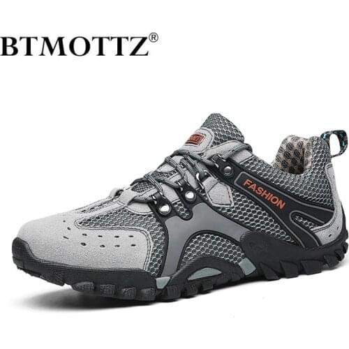 Mesh Sneakers Men Casual Shoes Outdoor Leather Men Work Shoes Breathable Walking Travel Men Trainers Zapatillas Hombre BTMOTTZ