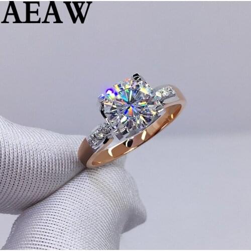 Round Cut 3 Carat Wedding 100% Moissanite Diamond Ring Genuine 18K Au750 Yellow Gold White Gold D Color