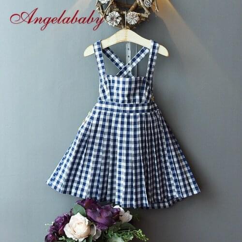 Summer Toddler Girls Dresses 2020 Cotton Childrens Plaid Backless Sleeveless Dresses for Kids Fashion Girls Clothing