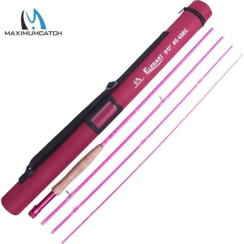 Maximumcatch 2/5WT 6'0''/9'0'' Pink Fly Rod 4Sec 40T Carbon Fiber Medium-Fast Fly Fishing Rod For Ladies