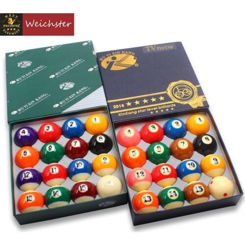 Billiard Pool Balls Set Tournament Quality Green Box/Black Box Number Ball Set 16 Balls 2-1/4" 2-1/16"