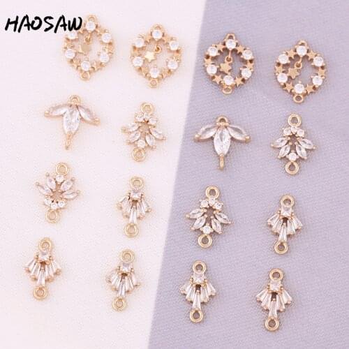 HAOSAW Choose 4Pcs Clear Crystal Charms/Round/Star/Connection Parts/Jewelry Accessories/Hand Made/DIY Making/Earring Findings