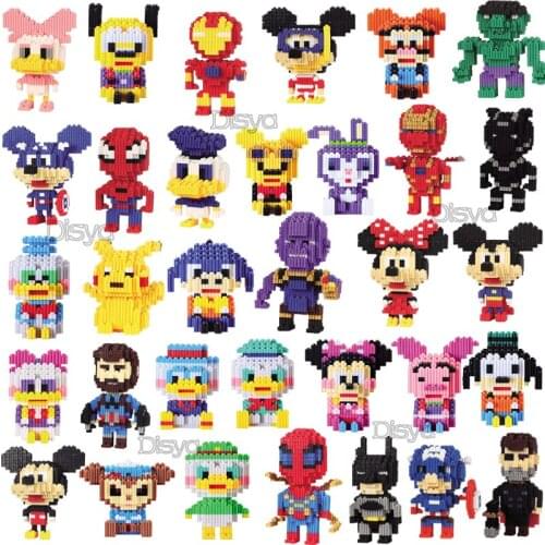 New Disney serie miniature cartoon Minnie Mickey, Donald Duck, Spiderman, diamond building blocks puzzle set childrens toy gift