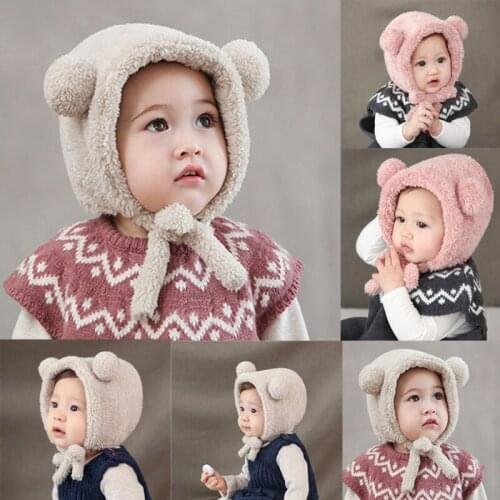 Baby Toddler Girls Boys Warm Hat Winter Beanie Hat Cute Bear Ear Warm Plush Hats Cute Baby Clothing Accessories