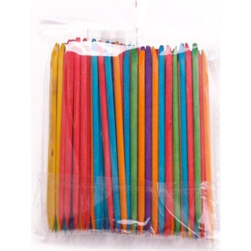 50pcs Wood Nail Cuticle Remover Stick Dead Skin Pusher Picker Manicure Care Double End Nail Art Pusher UV Gel Point Drill Tool