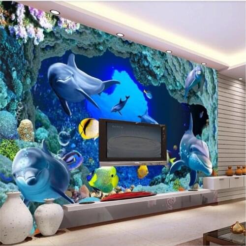 Custom wallpaper underwater world 3D TV background wall decoration - high-grade waterproof material