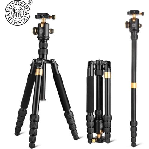 QZSD Q668 Professional Aluminium Camera Tripod DSLR Video Monopod Extendable Travel Tripod with Quick Release Plate & Ball Head