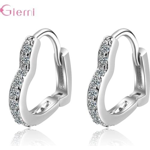 925 Sterling Silver Hoop Earrings Small Heart Earring Exquisite Zircon Fashion Earrings Jewelry Wedding Accessories