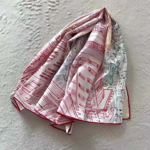 2021 new arrival winter spring classic pink 100% real silk scarf twill hand made roll 90*90 cm shawl wrap for women lady