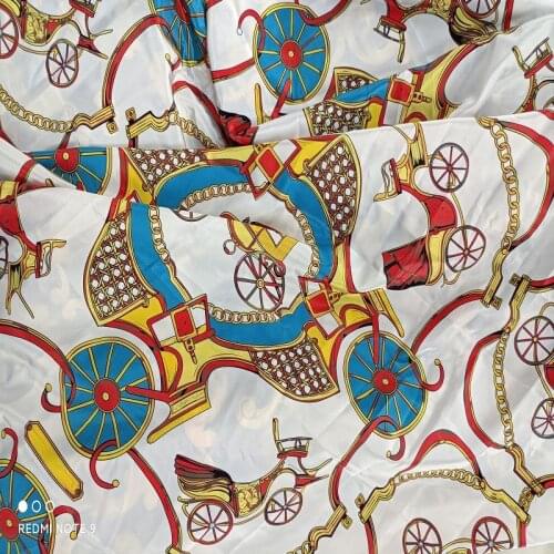 Spring and summer imitation silk fabric carriage digital printing dress shirt silk scarf diy textile sewing fabric