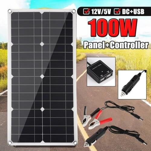 200W Solar Panel 30A Controller 18V Dual USB Port Outdoor Portable Battery Charger For Mobile Phone Car Yacht RV Lights Charging