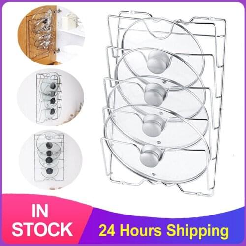 Stainless Steel Wall-Mounted Pot Rack Five-Layer Antifall Metal Drying Pot Rack Multi-Function Pot Rack Spoon Rack Kitchen Tools