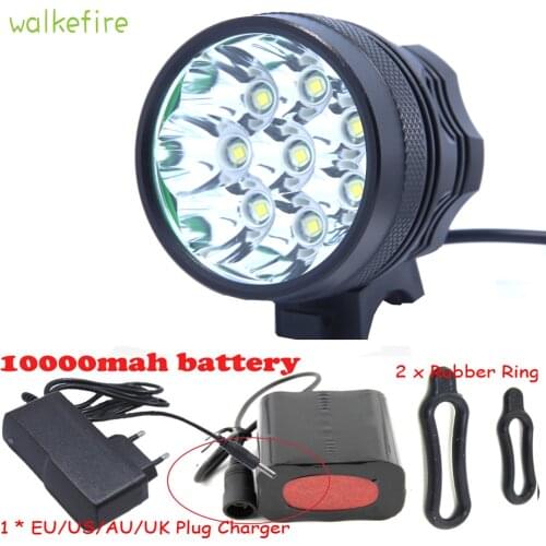 Walkfire Led Bicycle Front Bike Head Light 12000 Lumens 8 x XML T6 LED Cycling Light + 3 Modes + 6*18650 Battery Pack + Charger