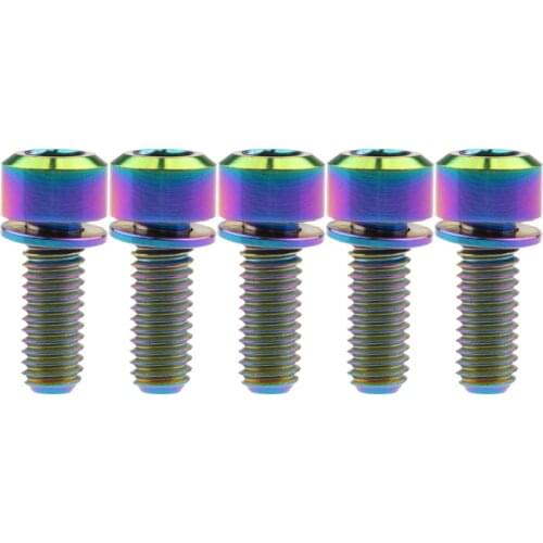 5 Pcs Titanium Bolt Ti M6x 16 18 20 25 35mm with Washers for Bicycle Disc Brake Stem Clamp