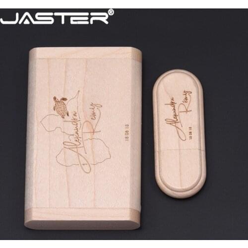 JASTER (free custom logo)USB 2.0 Drive 4GB 8GB 16GB 32GB 64GB Usb Stick Pen Drive Memory Stick Wood Usb + Box Wedding Gift