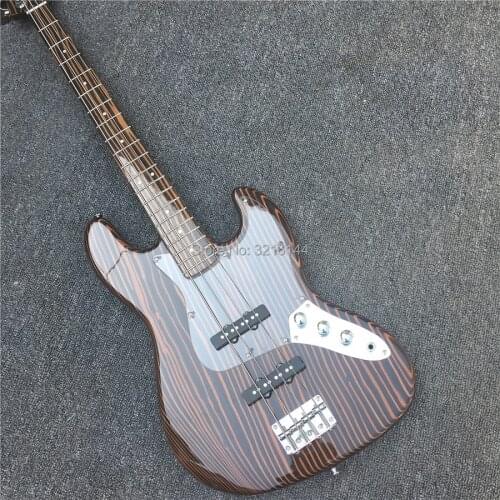 Stock, 4-string zebra wood electric bass, log color, free shipping, real photos, factory wholesale and retail