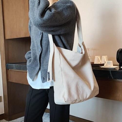 VeryMe Corduroy Large Capacity Female Tote Handbags Ladies Casual Shopping Bag Fashion Women Durable Shoulder Pack женские сумки