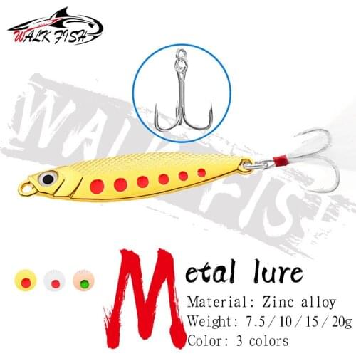 WALK FISH Metal Spoon Fishing Lure 7.5g 10g 15g 20g Jigging Fishing Baits Three Hooks With Feathers Bass Carp Fishing Tools
