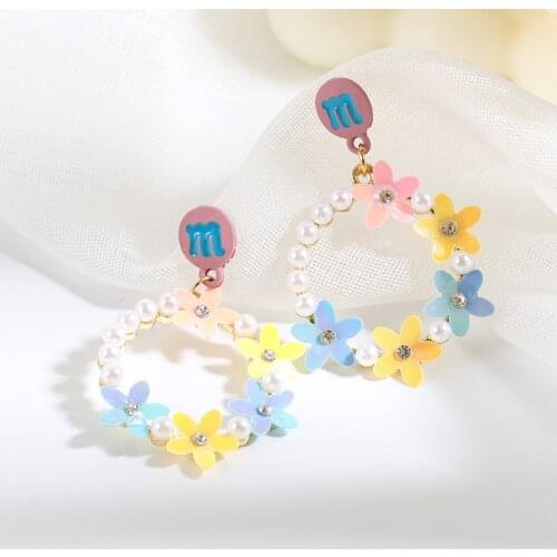 Sweet Star Earrings 2020 Fashion New Temperament Earrings Girl Heart Pearl Cute Circle Flower Earrings Womens Sale Pendientes
