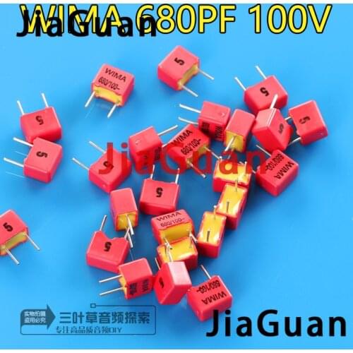 10PCS NEW WIMA FKP2 100V 680PF 100V681 680pF/100V P5MM audio film capacitor fkp 2 series 0.68nf 100v680pf PCM5 681/100v