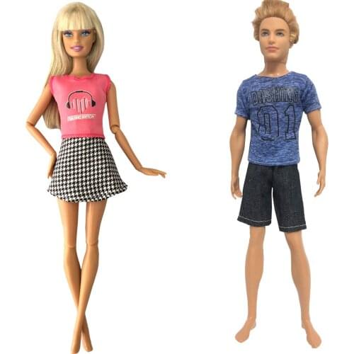 NK Two Set Doll Mixed Noble Men And Girl Neautiful Popular Clothing For Barbie Doll Clothes Fashion Jacket Dress Girl Gift Toy6X