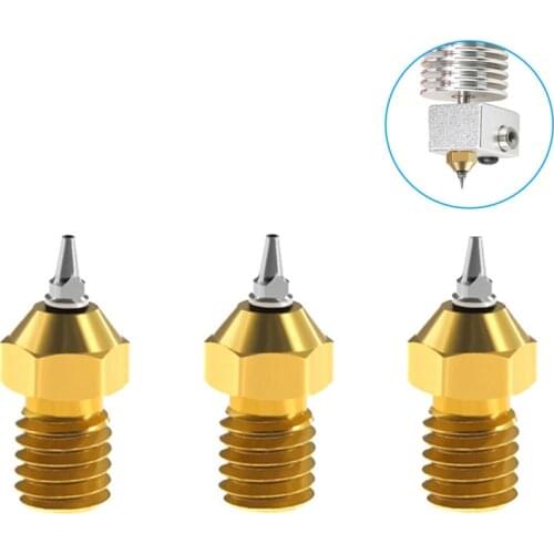 4PCSAirbrush Nozzle E3D V6 V5 Brass Nozzle M6 threaded 0.2 0.3 0.4 0.5mm Removable Stainless Steel Tips For E3D V6 Hotend Nozzle