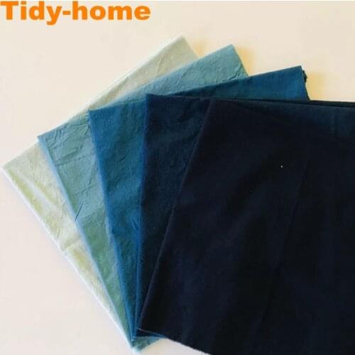 5pcs/lot 50*50cm Blue Series Gradient Blue Hand Plant Dyed Fabric For Sashiko Patchwork Collection Boro Style Fabric